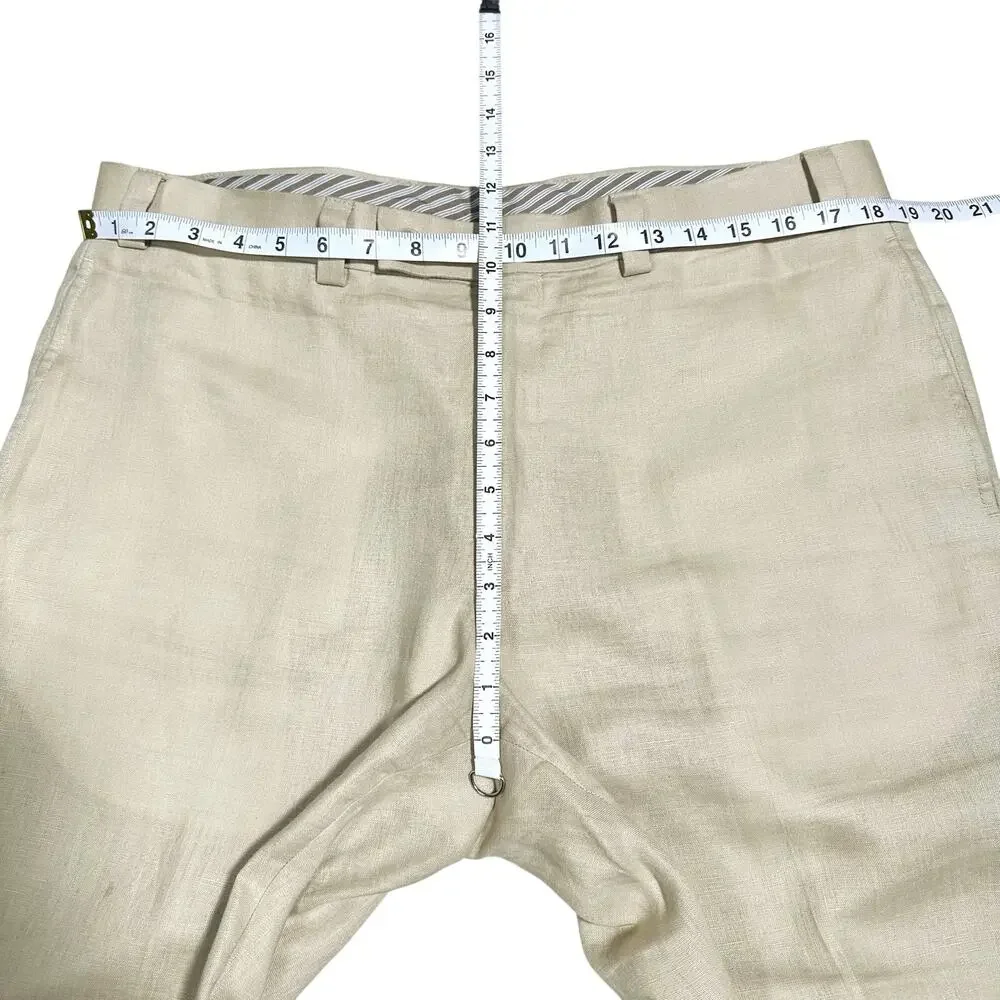 Calvin Klein | Men | 100% Linen Stone Lightweight Cuffed Dress Pants | Size 36 R